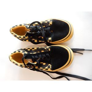 Vans Kids Youth Sz 3 Shoes Lace Up Black Yellow Checkered Taxi